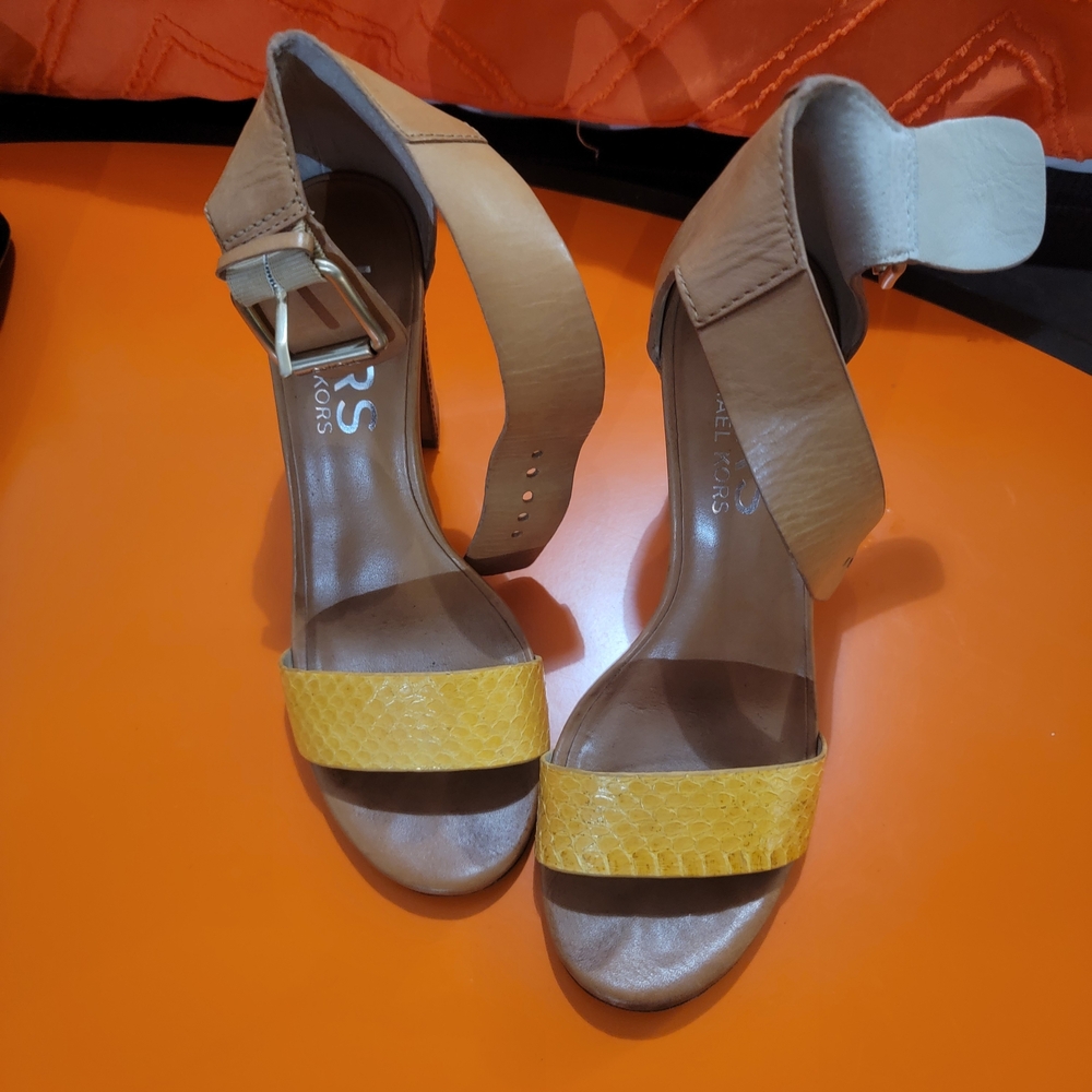Michael Kors Yellow and Tan Strappy Heels